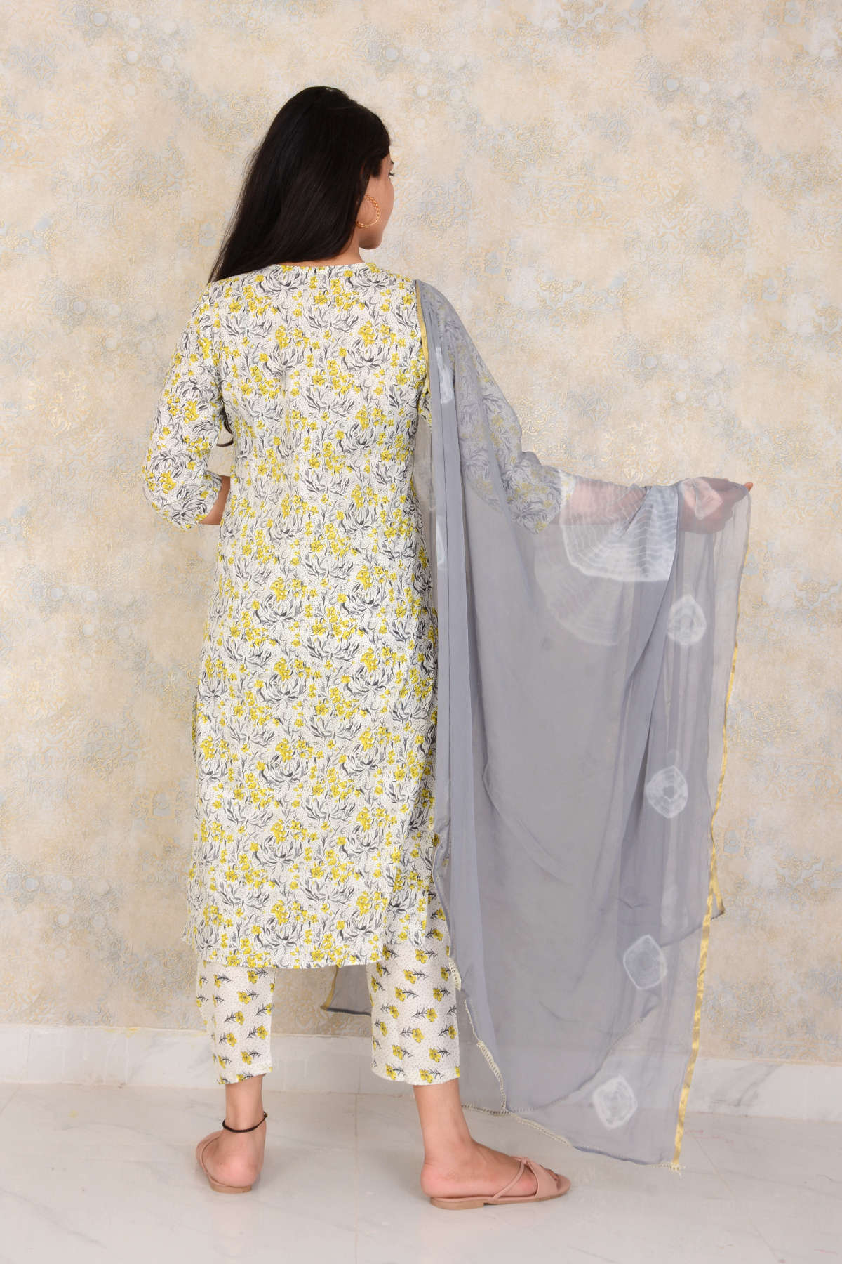 Beautiful Printed Cotton Fabric Kurti Pant And Dupatta Set