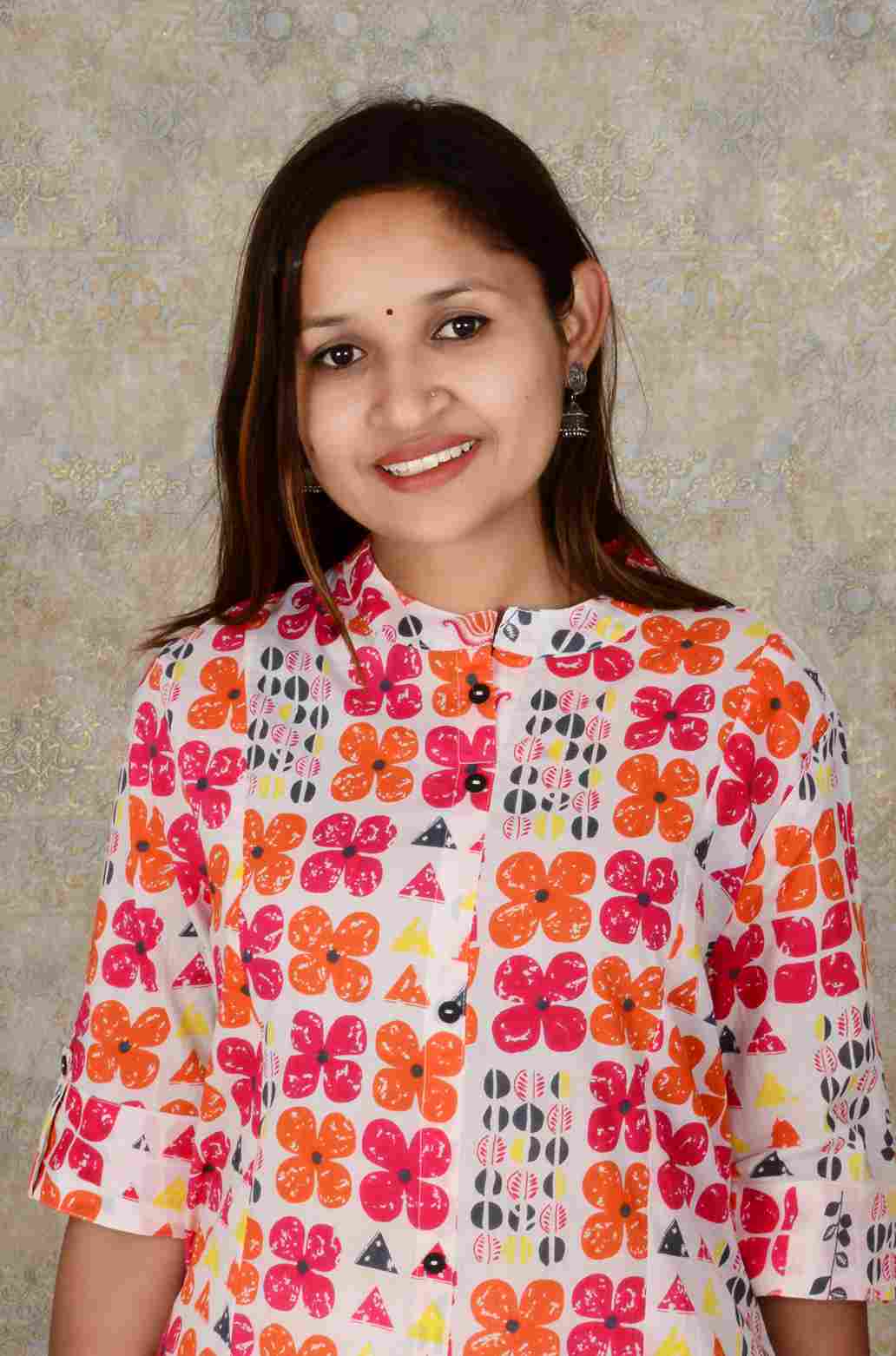 Multicolour Cotton Fabric Printed A-line  Kurti  And Pant Set