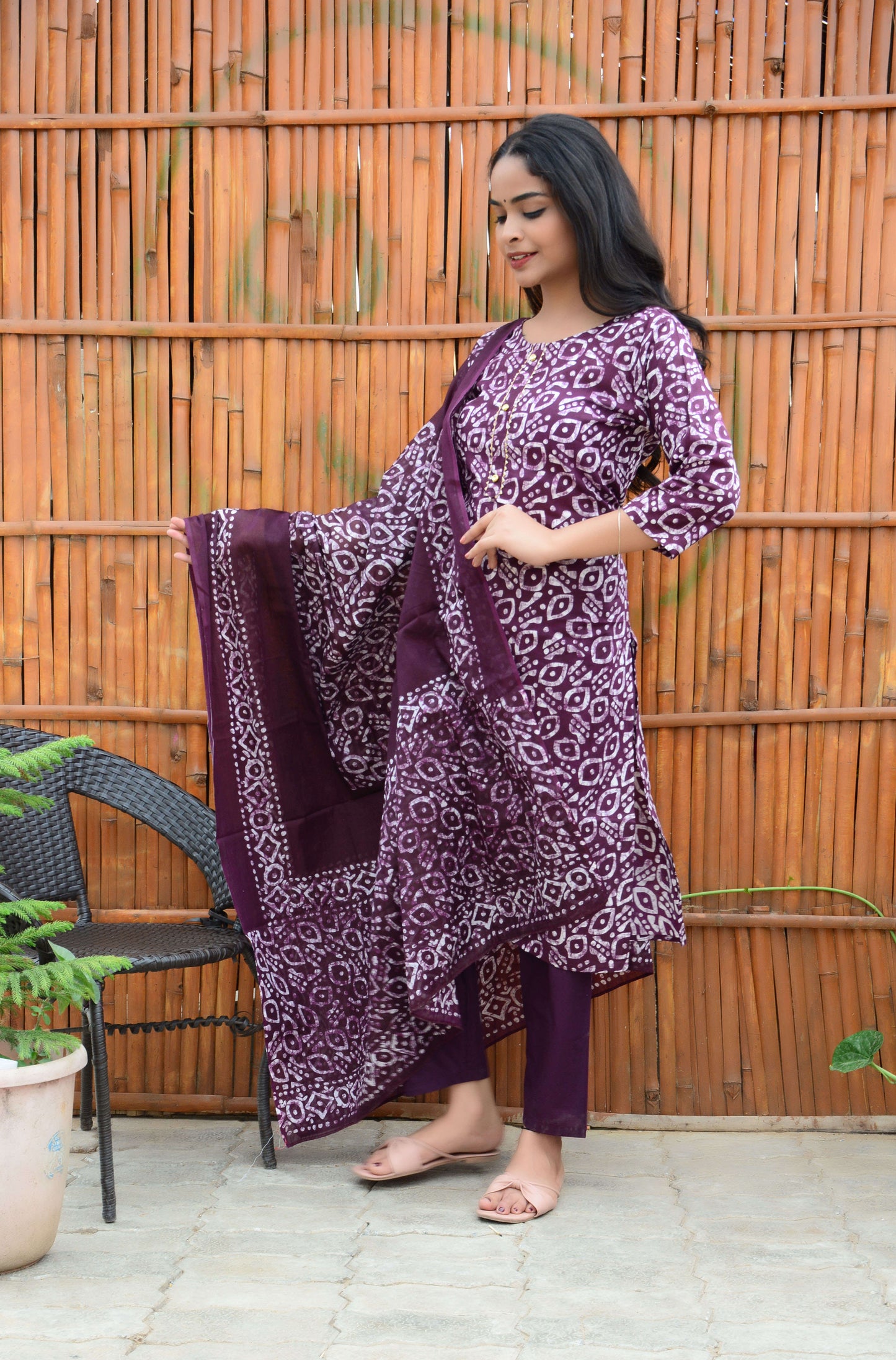 Printed Cotton Kurti Pant and Printed Dupatta Set