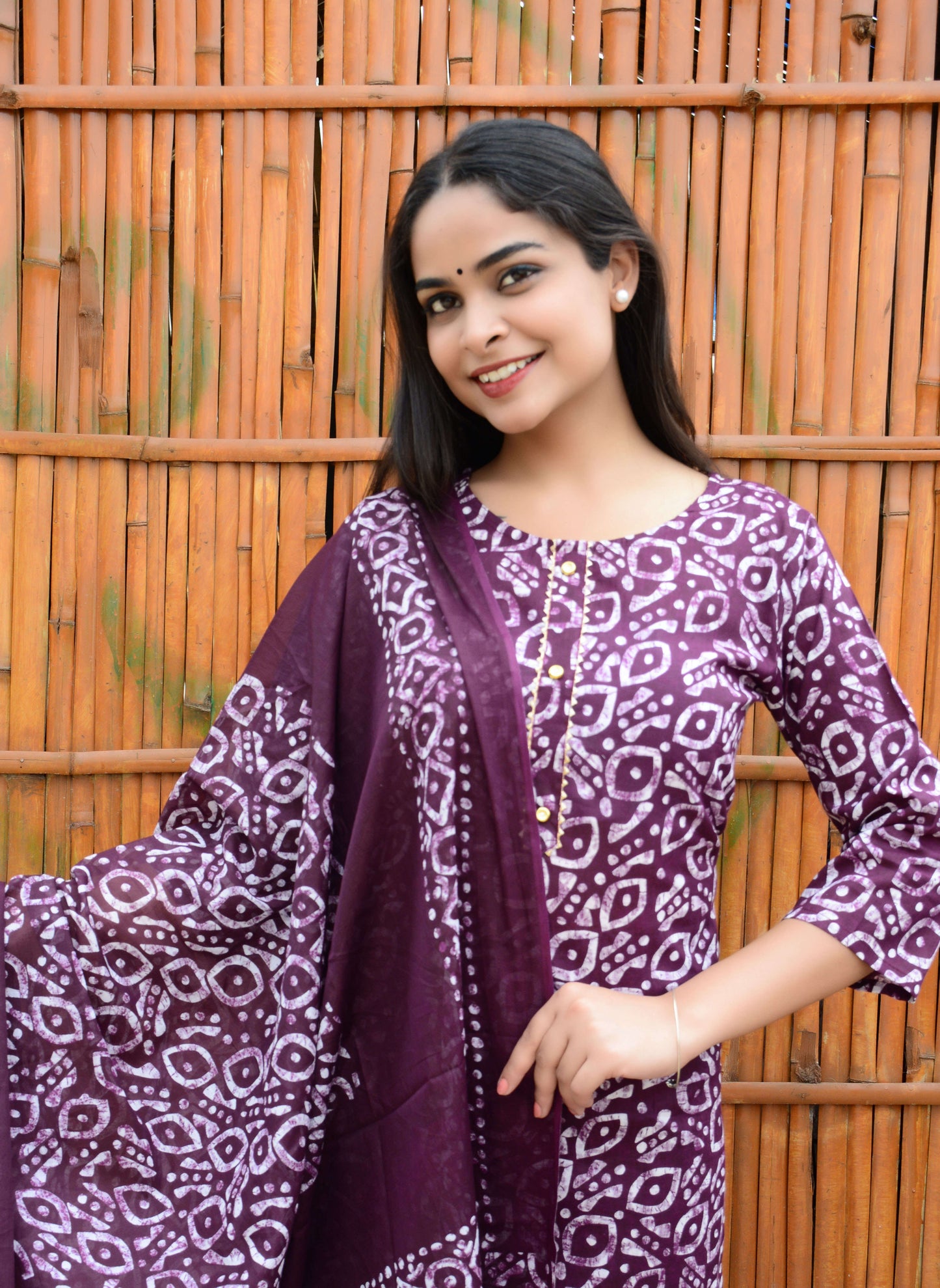 Printed Cotton Kurti Pant and Printed Dupatta Set