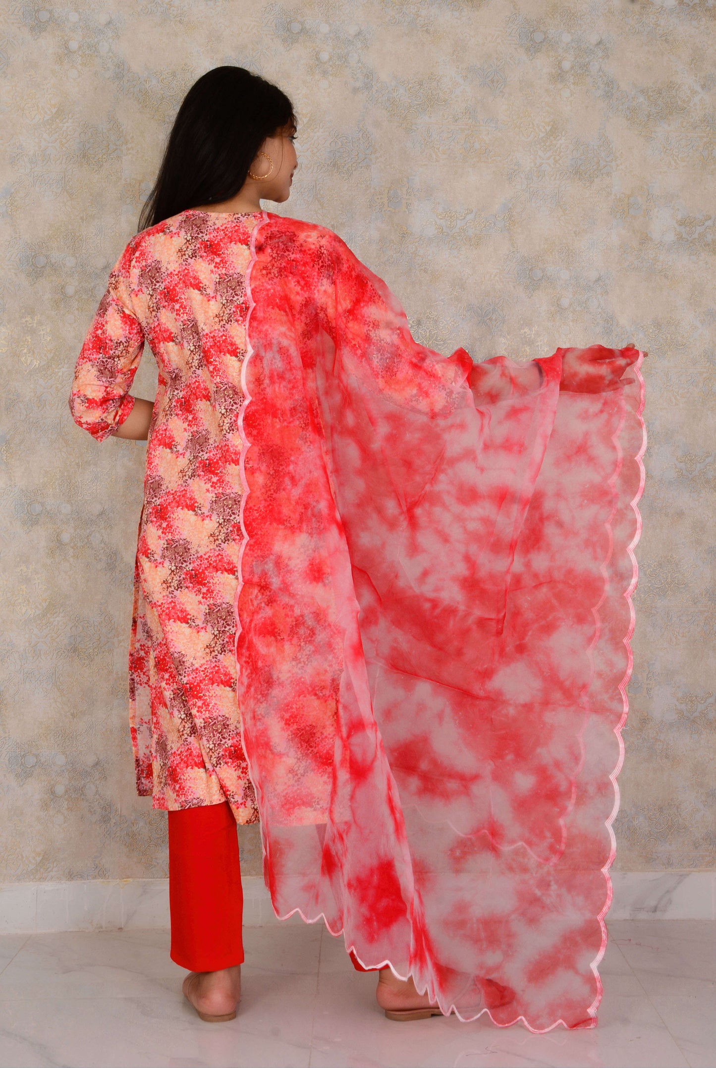 Silk Fabric Printed Embroidery Work Kurti Pant and Dupatta Set