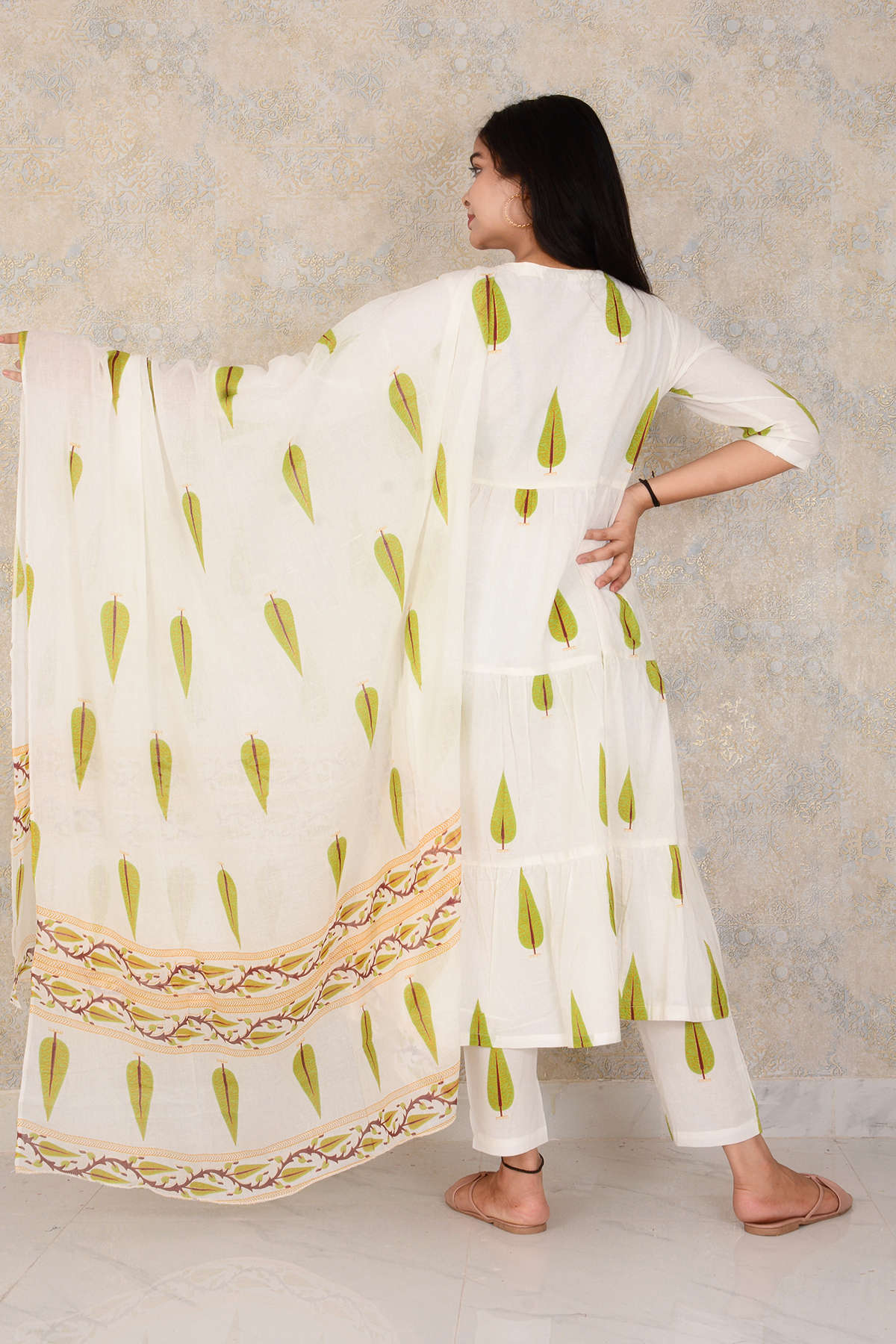Soft Cotton Fabric Printed Anarkali Kurti Pant And Dupatta Set