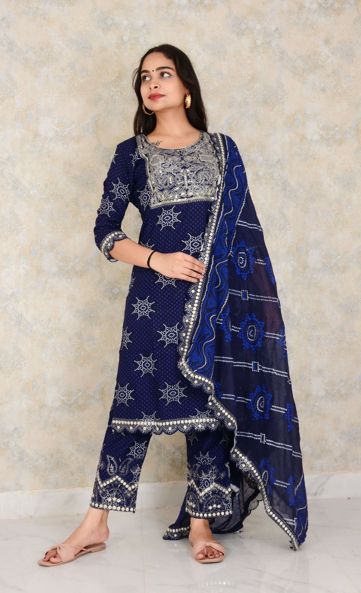 Heavy Reyon Fabric Printed Kurti With Embroidery Work and Pant and Dupatta Suit Set